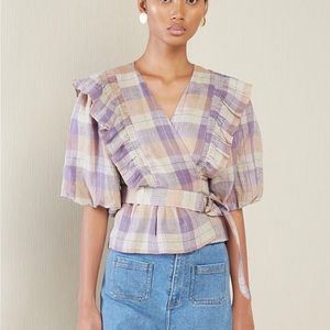 Migali Pascal Wrap Puff Sleeve Blouse